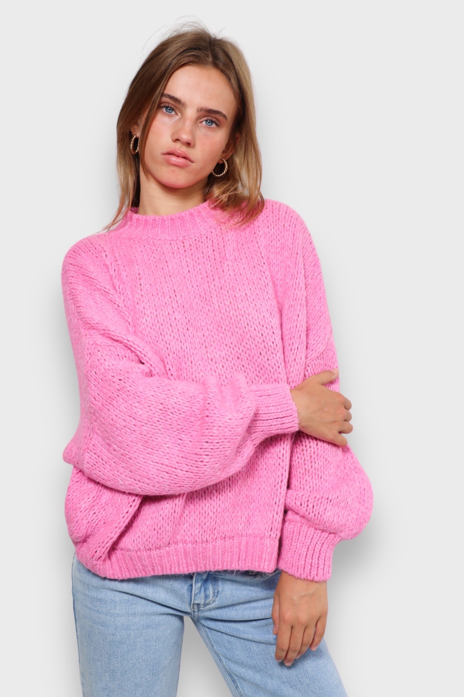 "Keep me warm" sweater pink