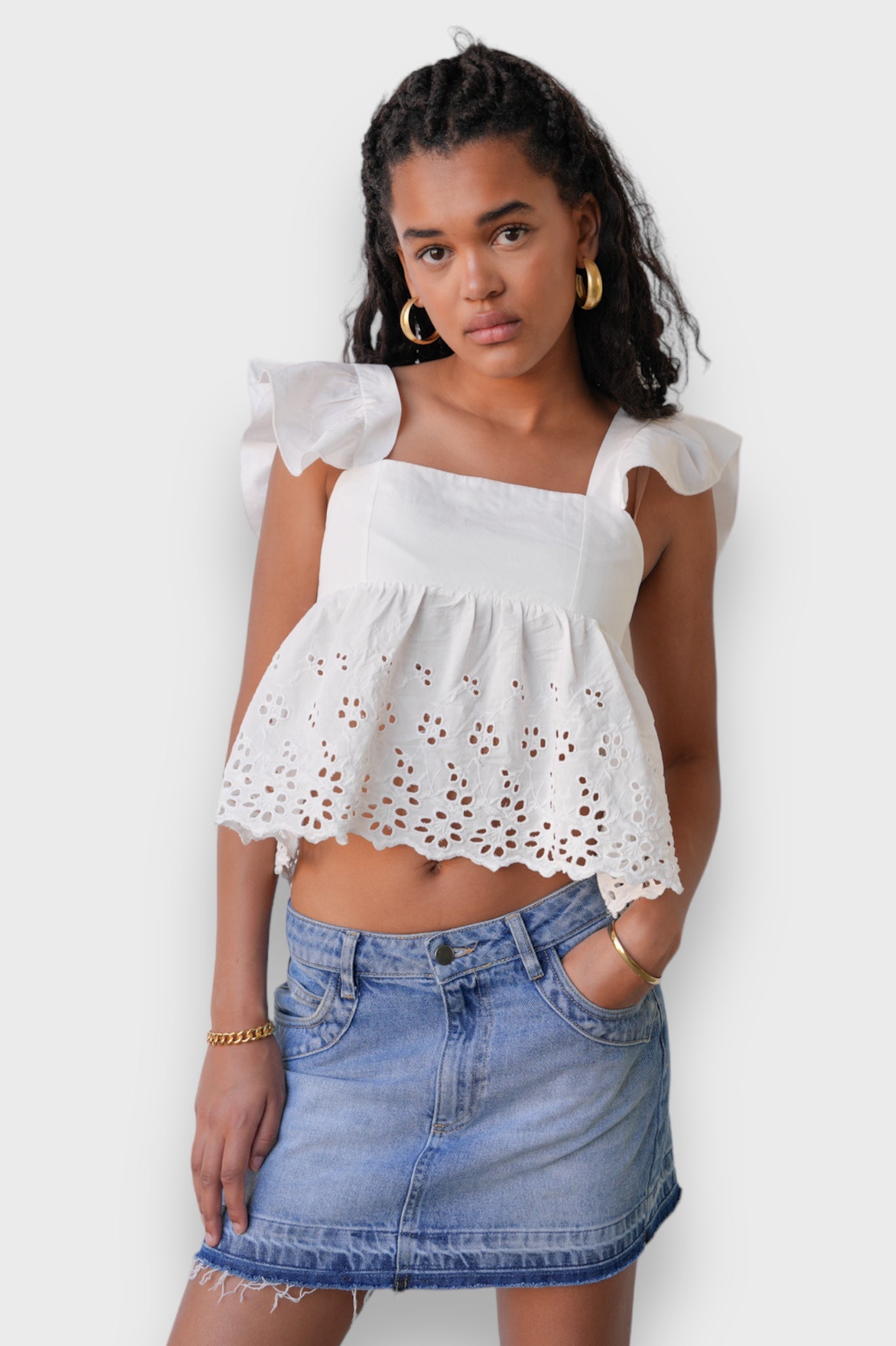 "Lily" top white